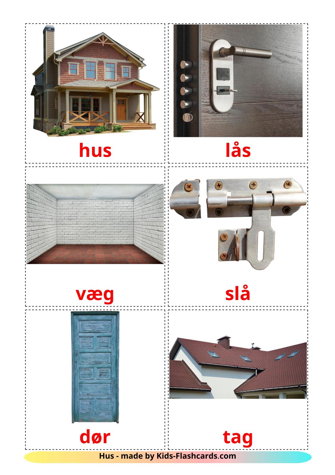 House - 25 Free Printable dansk Flashcards 