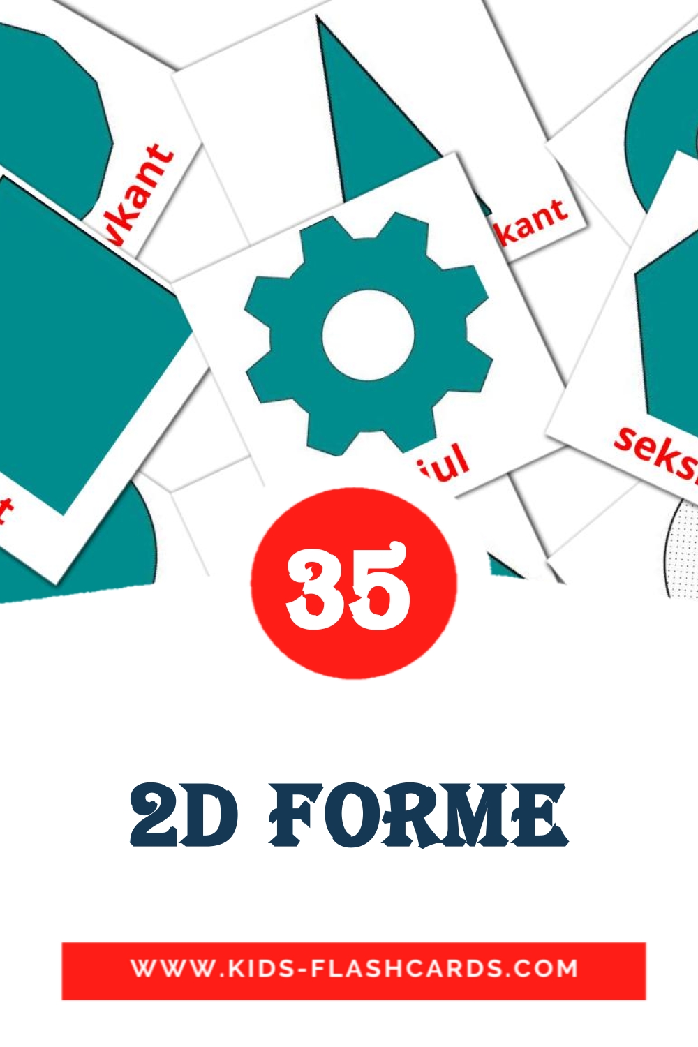 35 2d forme Picture Cards for Kindergarden in dansk