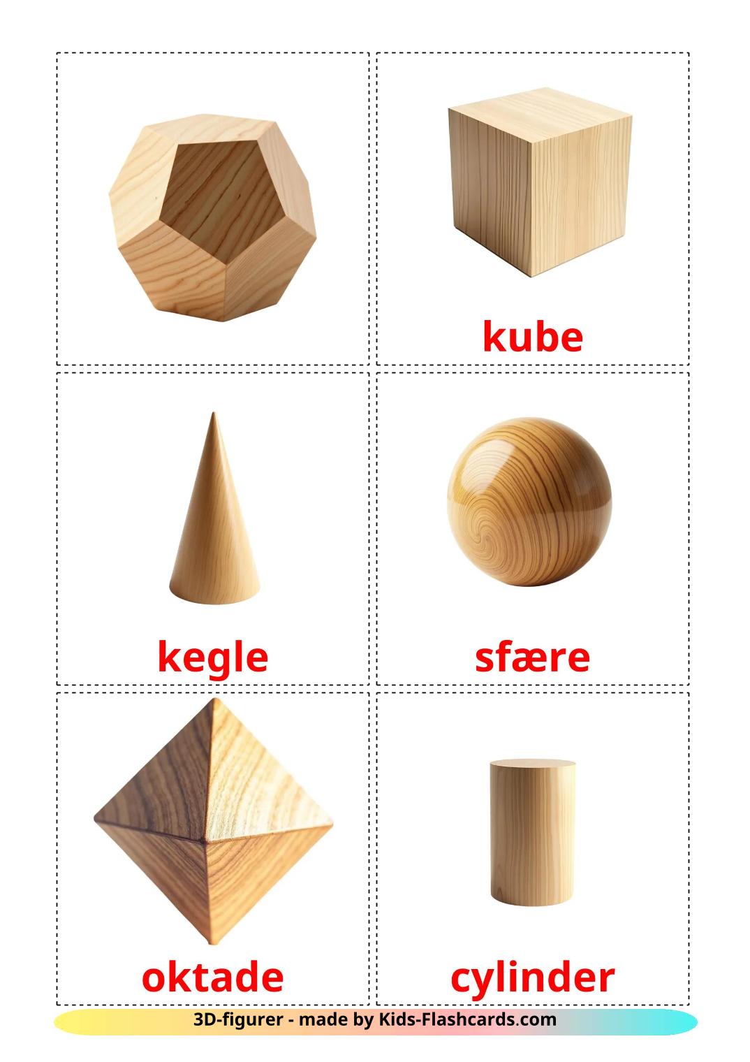 Formas 3D - 18 Flashcards curdo(kurmanj)es gratuitos para impressão