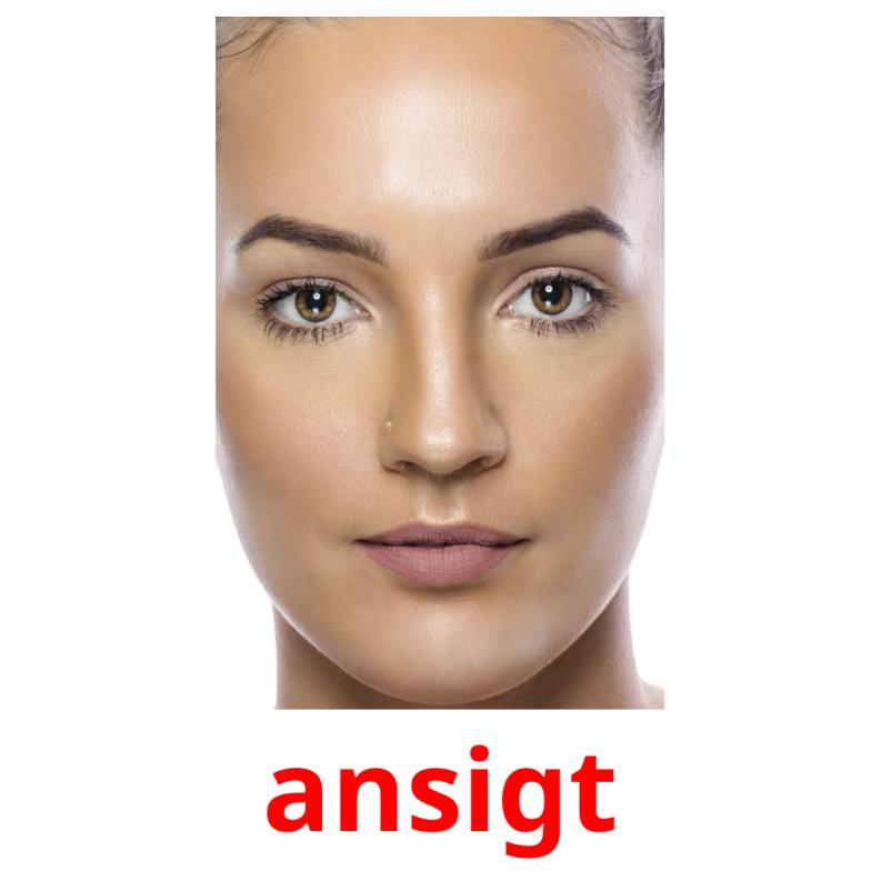 ansigt picture flashcards