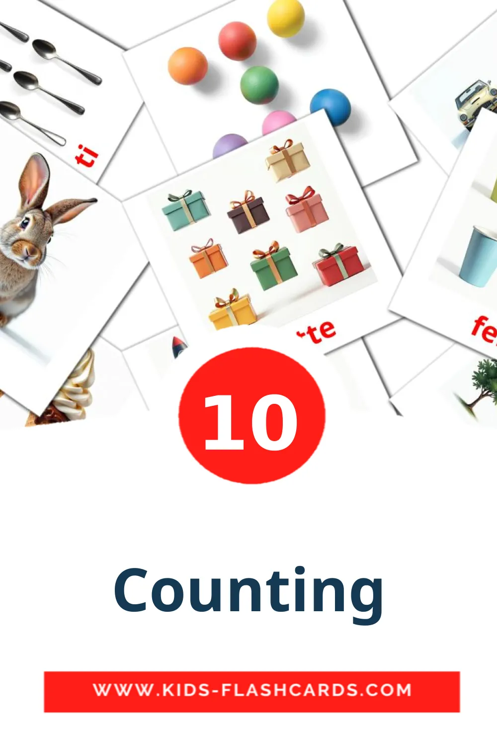 10 tarjetas didacticas de Counting para el jardín de infancia en dansk