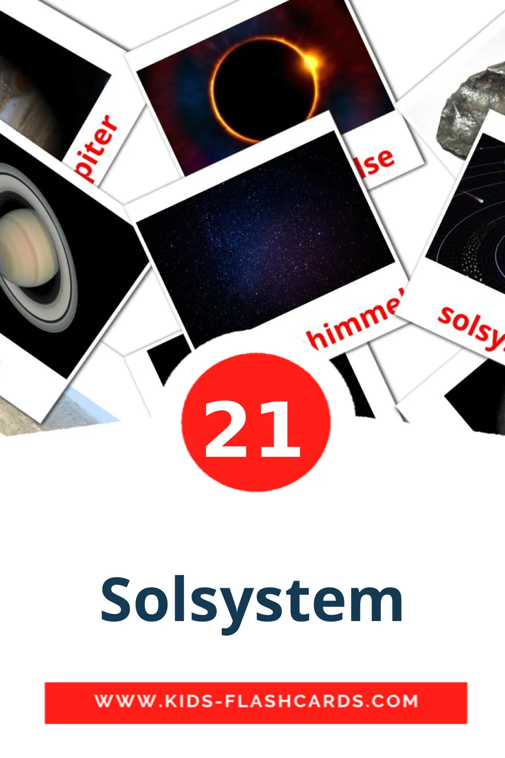 21 carte illustrate di Solsystem per la scuola materna in dansk