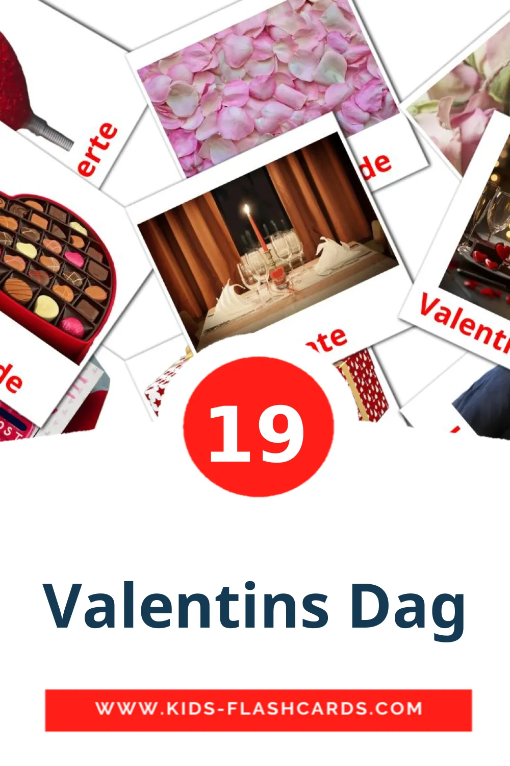 19 carte illustrate di Valentins Dag per la scuola materna in dansk