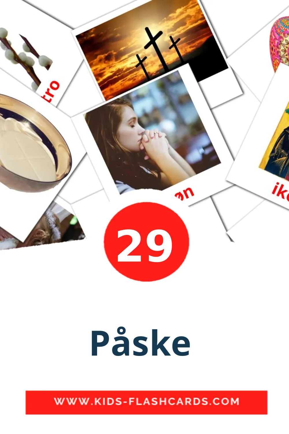 29 Påske  Picture Cards for Kindergarden in dansk