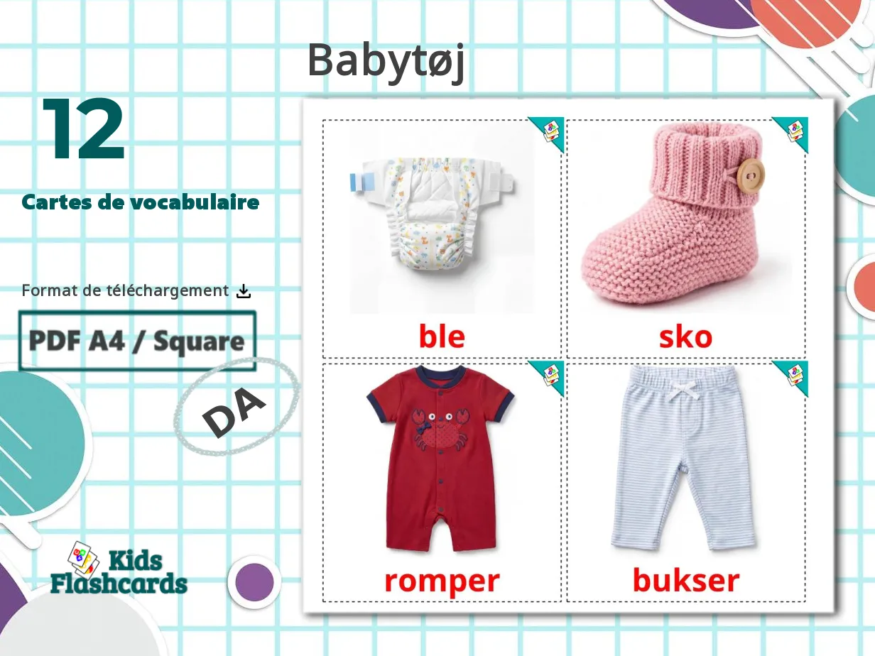 12 Cartes de Vocabulaire pour Enfants GRATUITES Vêtements pour Enfants ...