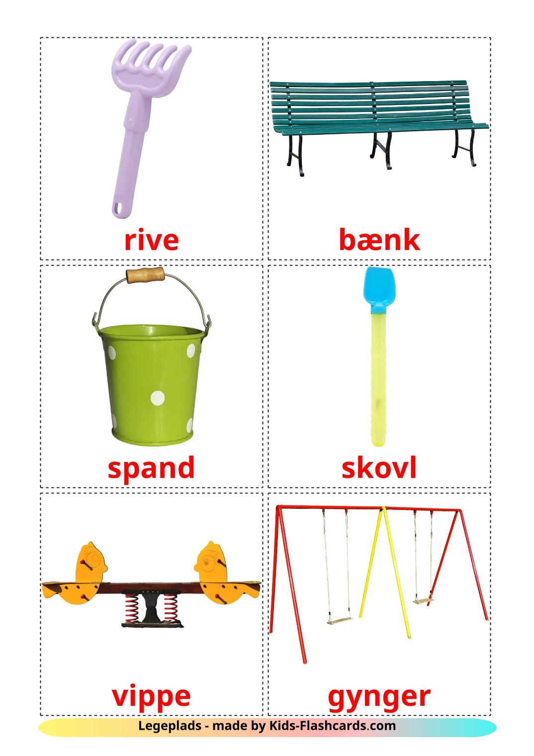 Parco giochi - 14 flashcards dansk stampabili gratuitamente