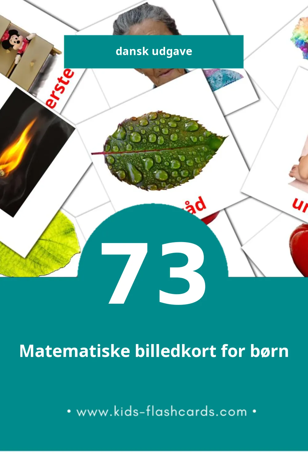 Visuelle billedkort for børn om Adjektiver til småbørn (73 kort på Dansk)