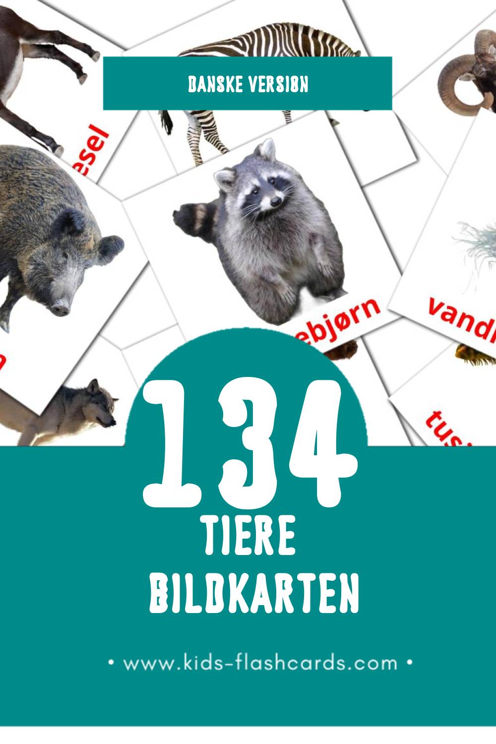 Visual Dyr Flashcards für Kleinkinder (134 Karten in Dansk)
