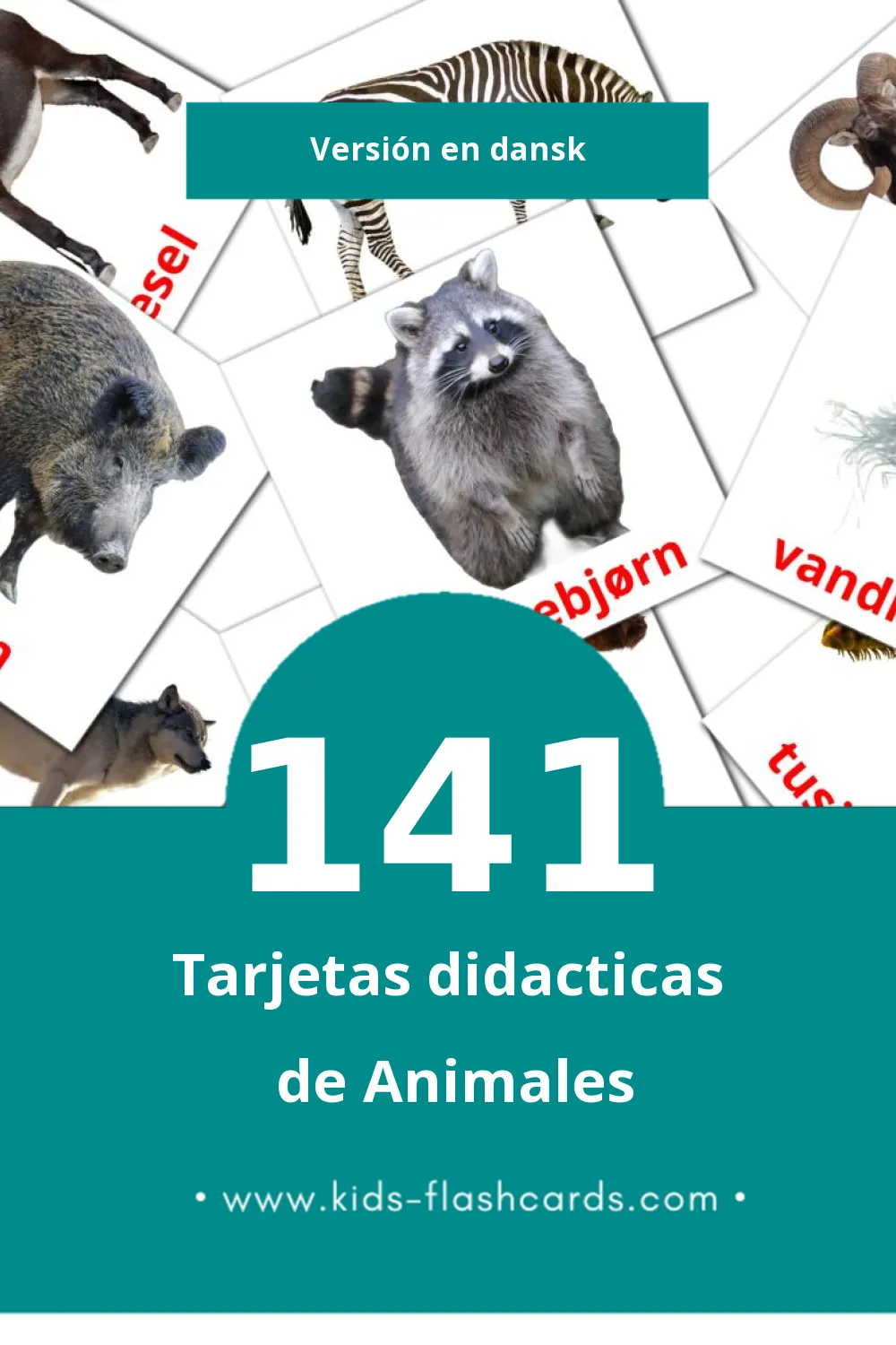 Tarjetas visuales de Dyr para niños pequeños (141 tarjetas en Dansk)