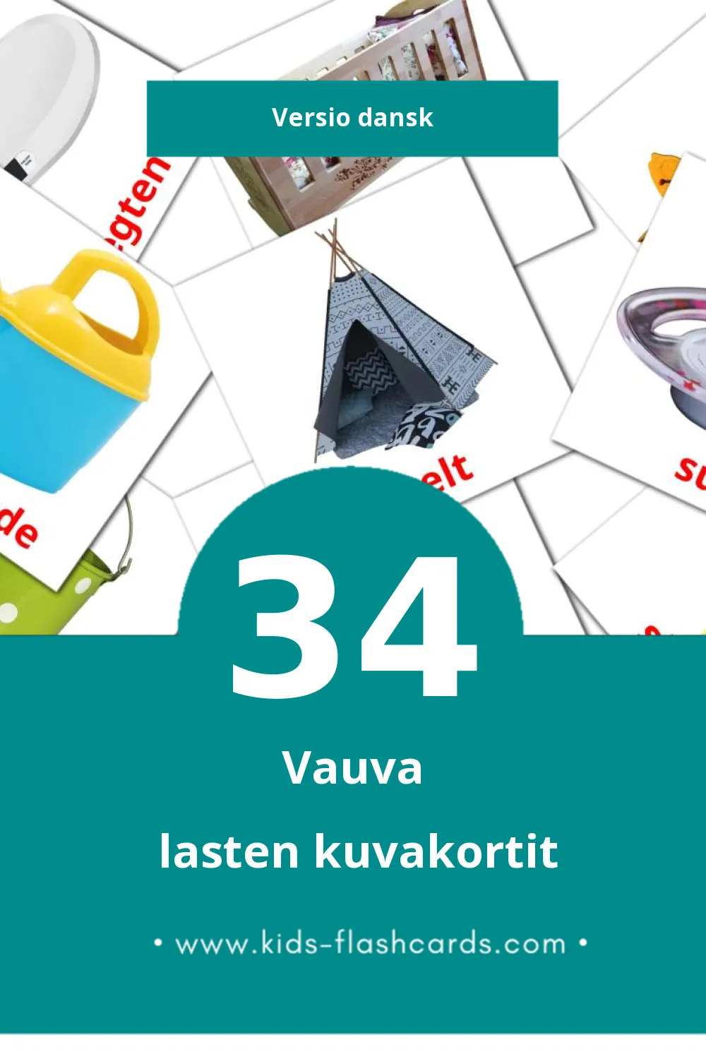 Baby lasten kuvakortit pikkulapsille (34 korttia Danskksi)
