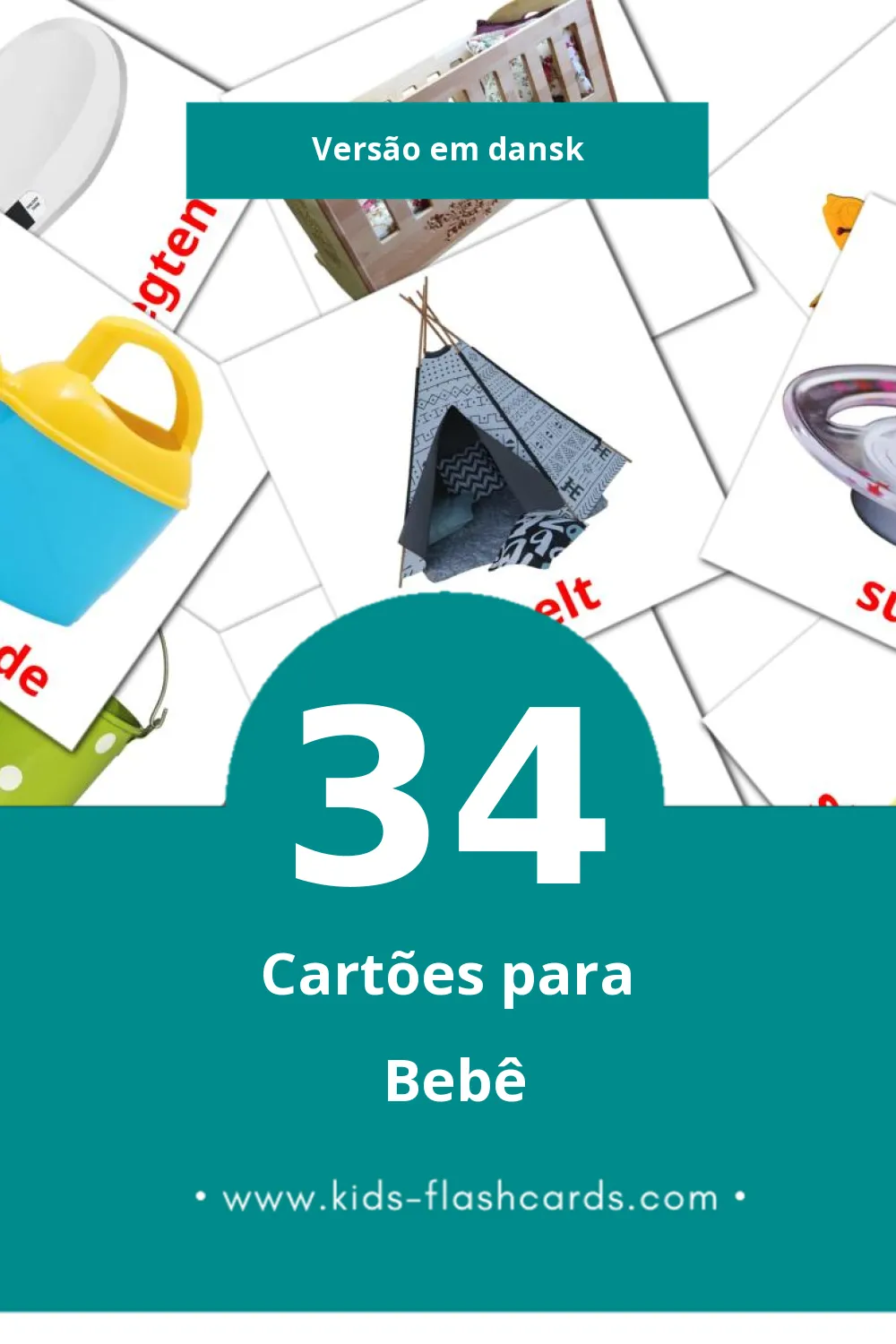 Flashcards de Bbay Visuais para Toddlers (34 cartões em Dansk)