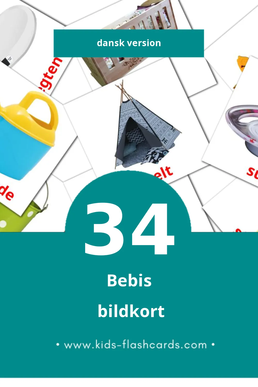 Visuella Baby för småbarn (34 bildkort för barn på Dansk)