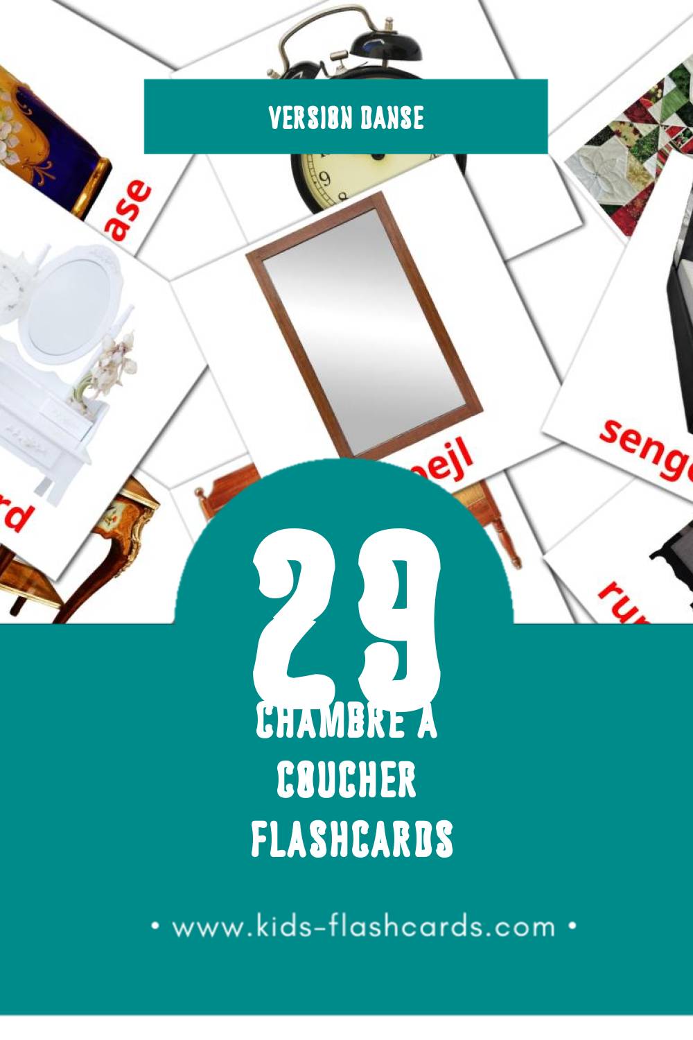 Flashcards Visual Soveværelse pour les tout-petits (33 cartes en Danse)