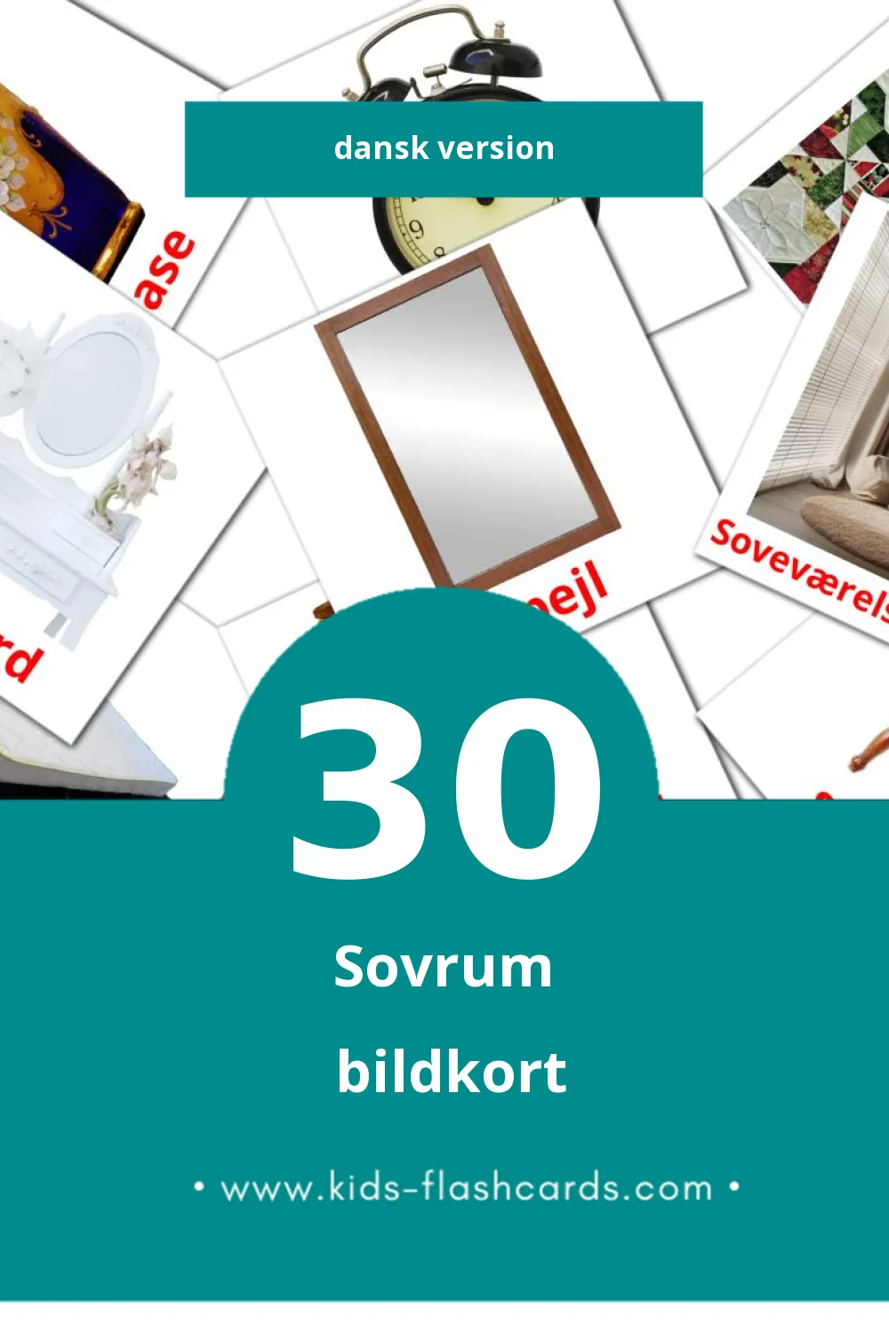 Visuella Soveværelse för småbarn (30 bildkort för barn på Dansk)