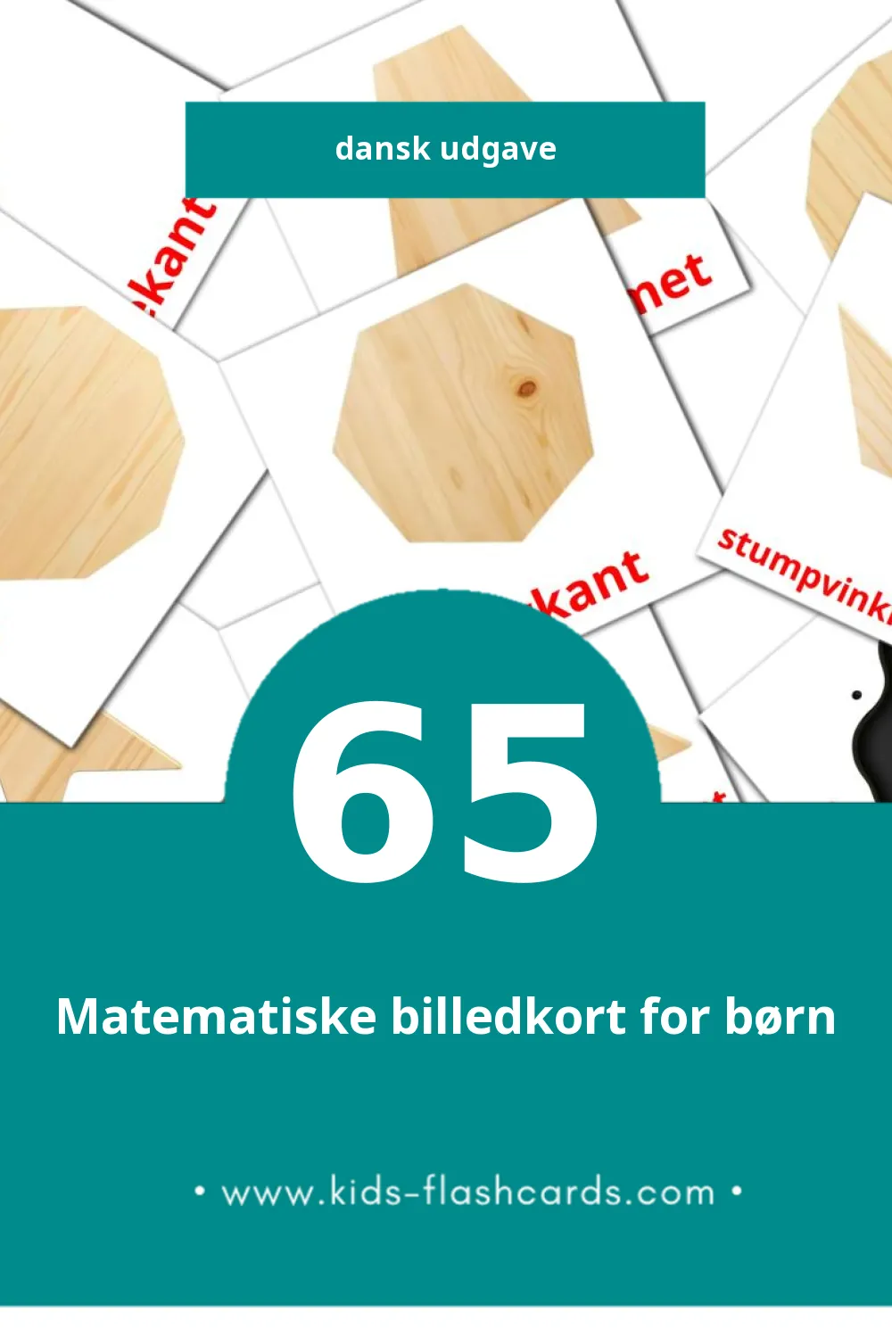 Visuelle billedkort for børn om Farver og former til småbørn (65 kort på Dansk)