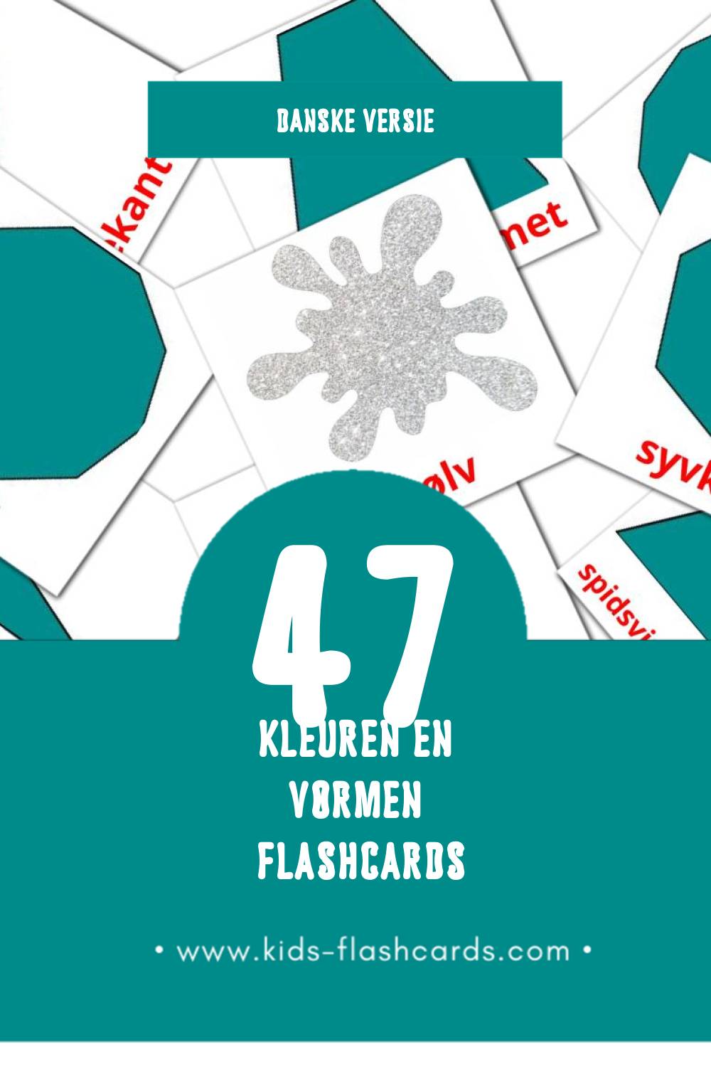 Visuele Farver og forme Flashcards voor Kleuters (47 kaarten in het Dansk)