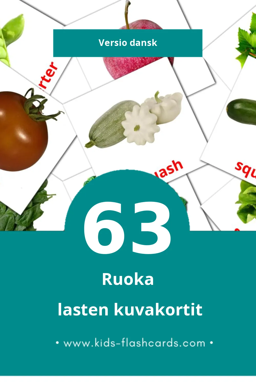 Mad lasten kuvakortit pikkulapsille (63 korttia Danskksi)