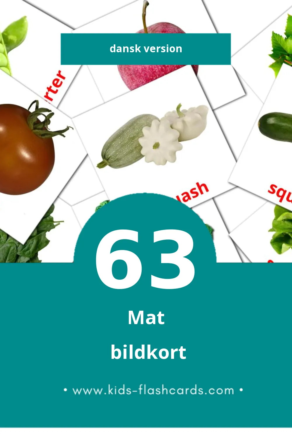 Visuella Mad för småbarn (63 bildkort för barn på Dansk)