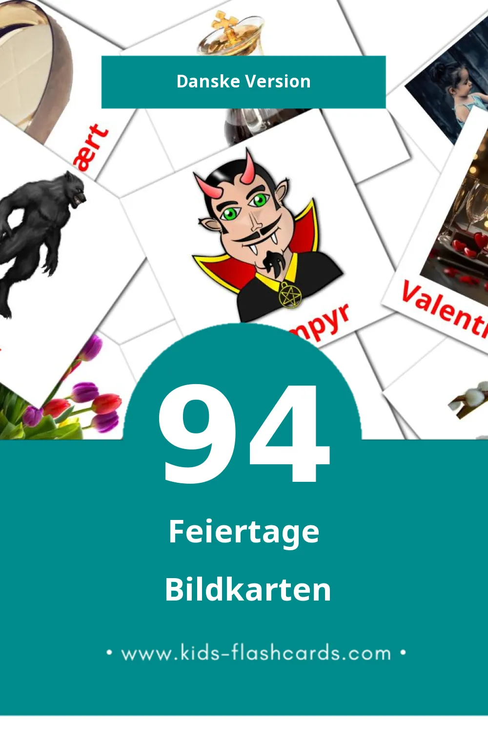 Visual Helligdage Flashcards für Kleinkinder (94 Karten in Dansk)