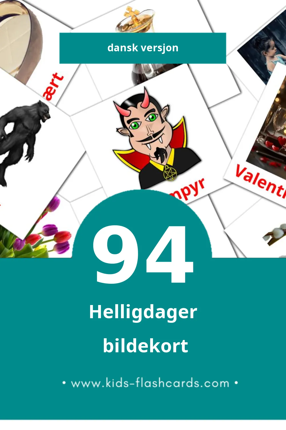 Visuelle Helligdage bildekort for småbarn (94 kort på Dansk)