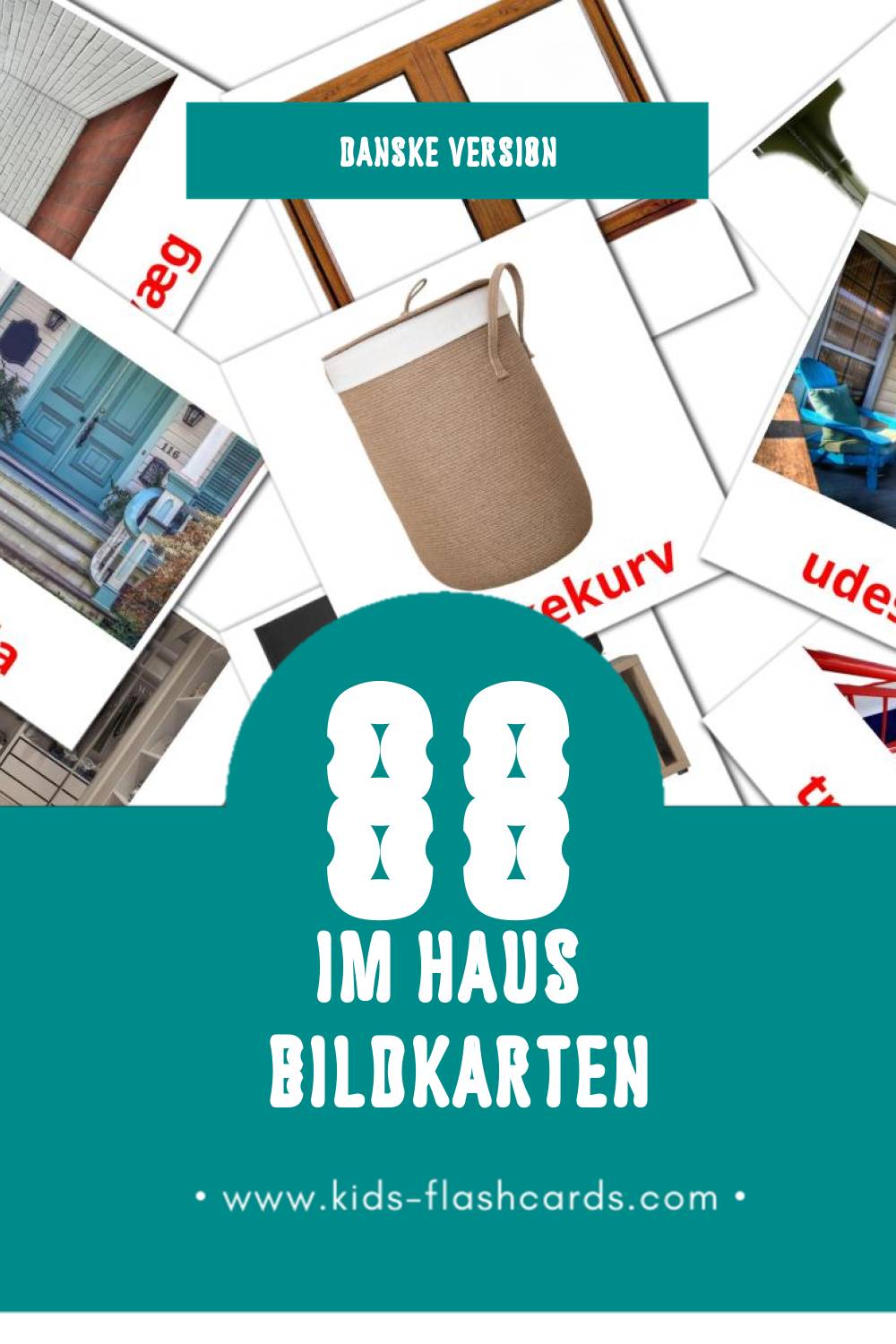 Visual hjem Flashcards für Kleinkinder (88 Karten in Dansk)