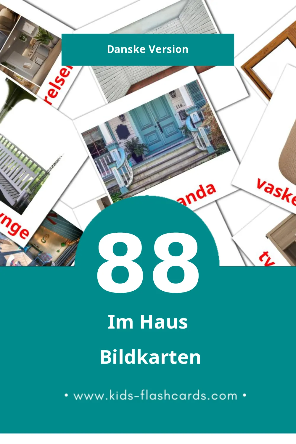 Visual hjem Flashcards für Kleinkinder (88 Karten in Dansk)