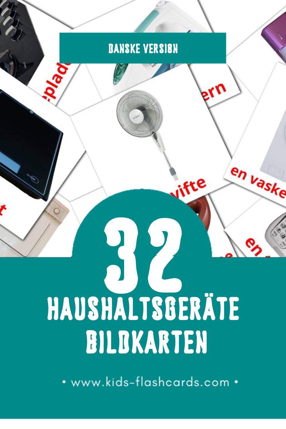 Visual Husholdningsredskaber  Flashcards für Kleinkinder (32 Karten in Dansk)