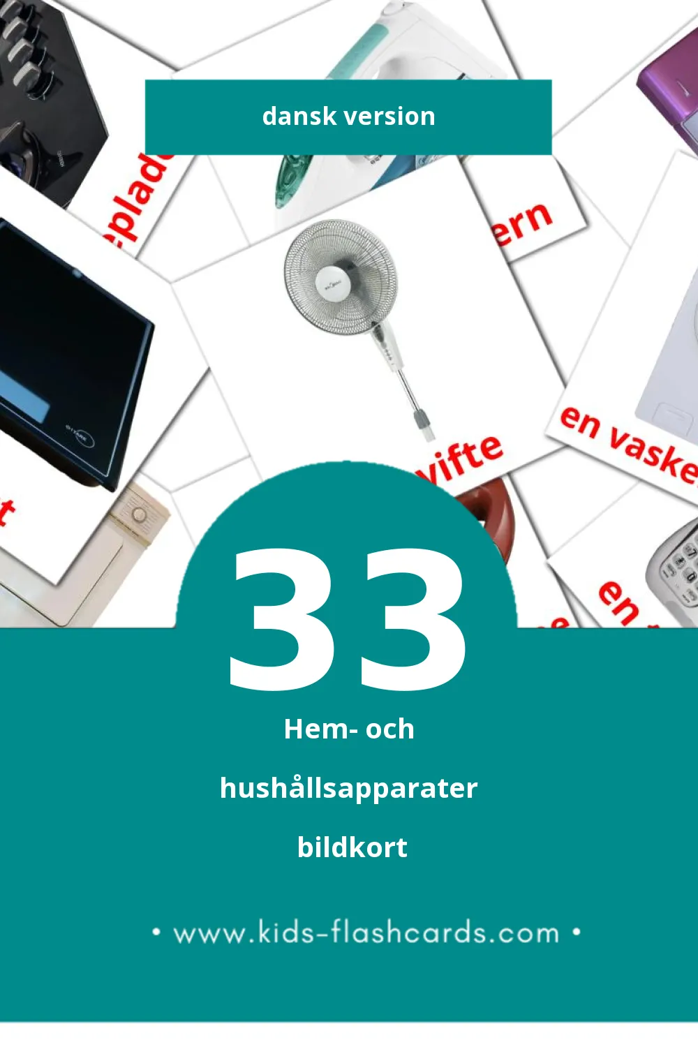 Visuella Husholdningsredskaber  för småbarn (33 bildkort för barn på Dansk)