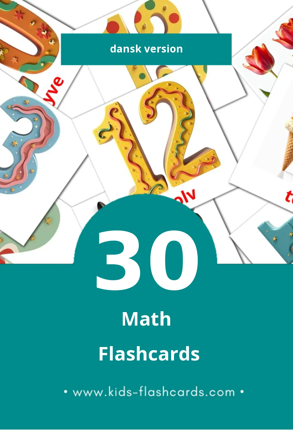 Visual Math Flashcards for Toddlers (30 cards in Dansk)