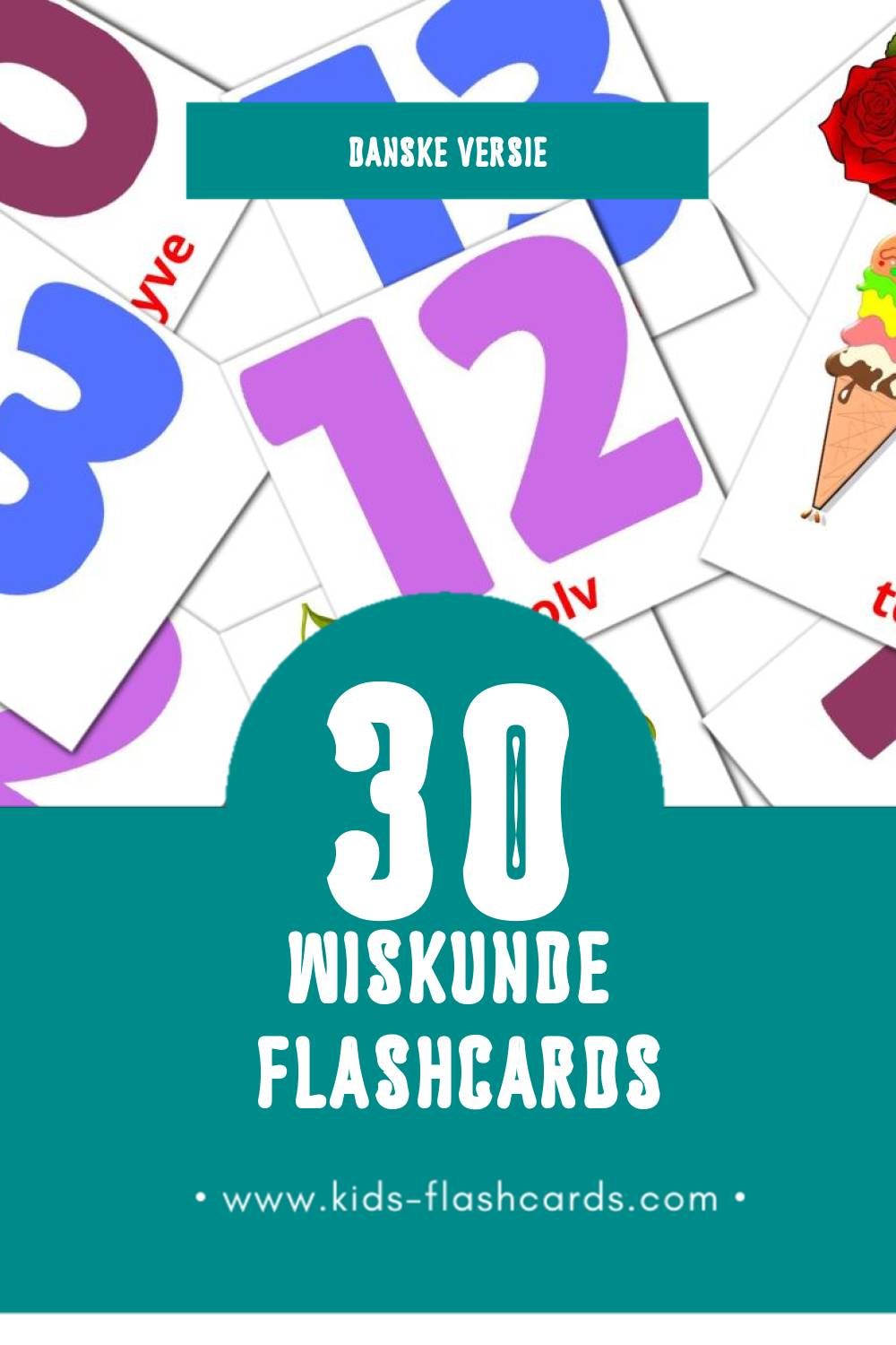 Visuele Math Flashcards voor Kleuters (30 kaarten in het Dansk)