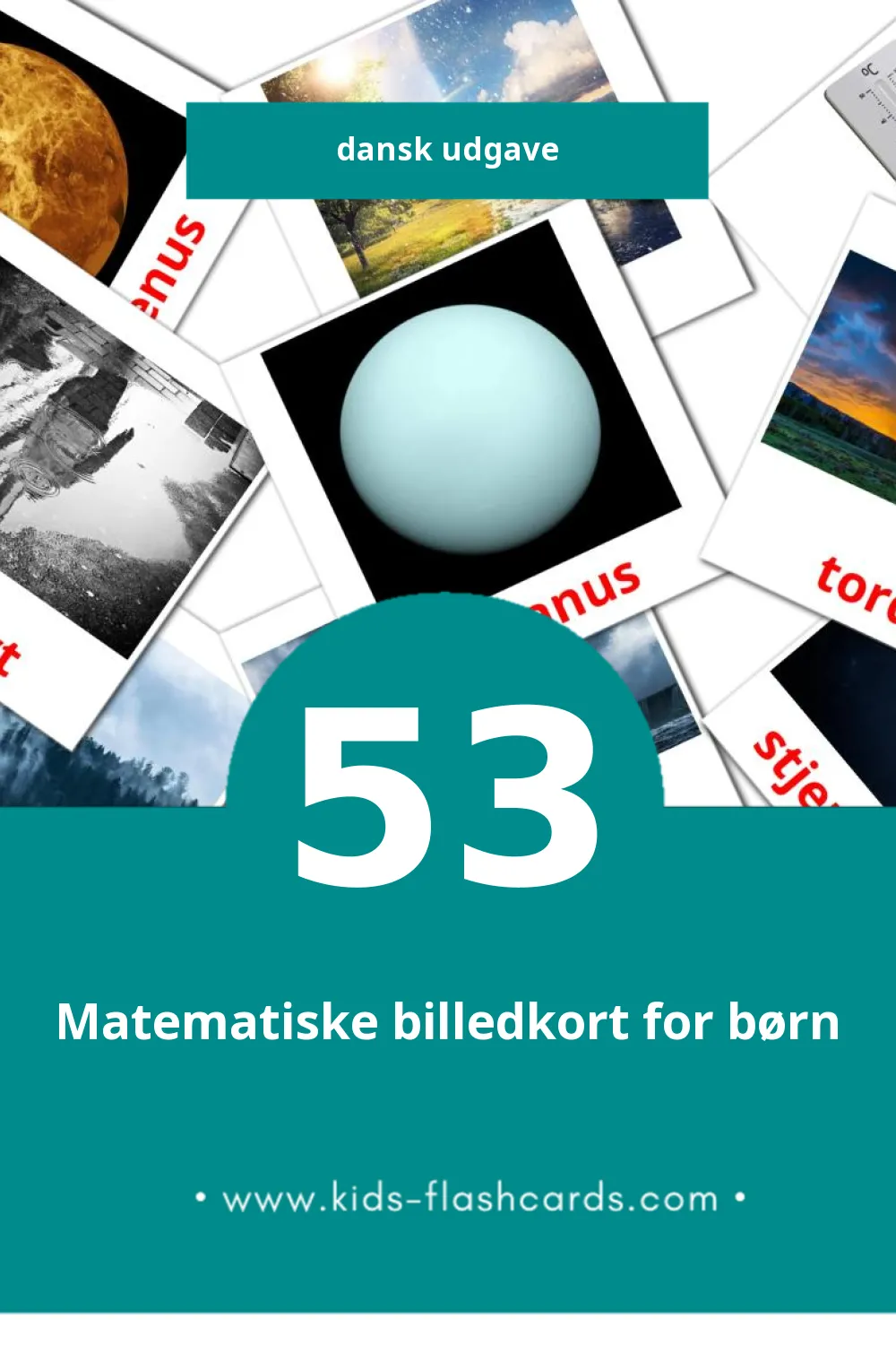 Visuelle billedkort for børn om Natur til småbørn (53 kort på Dansk)