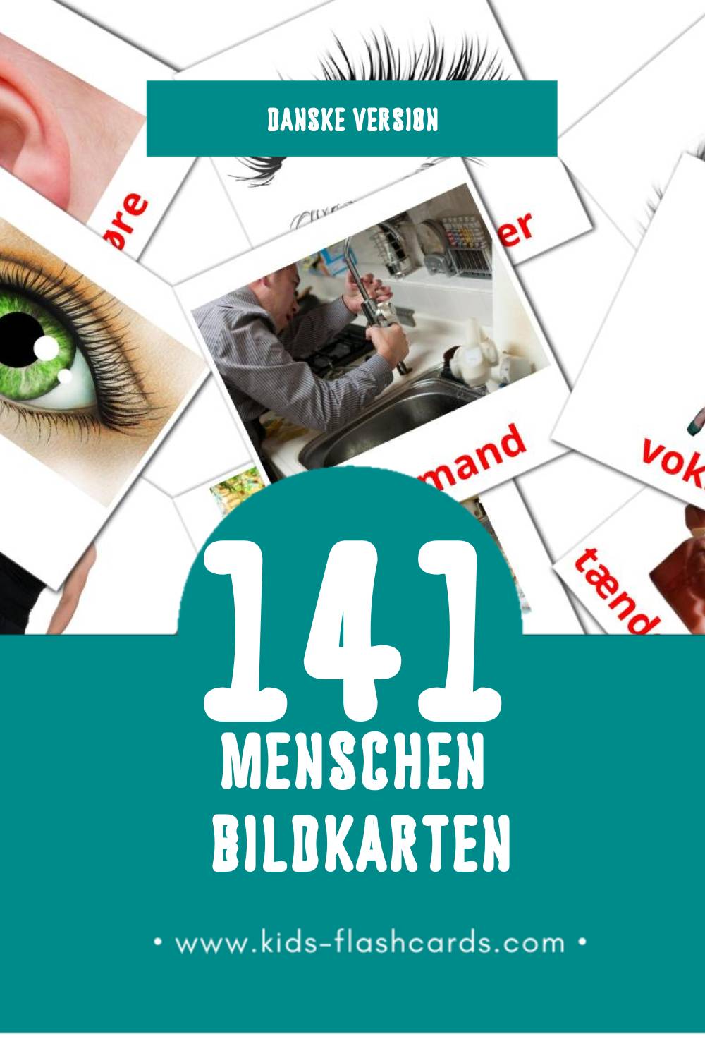 Visual Mennesker Flashcards für Kleinkinder (141 Karten in Dansk)