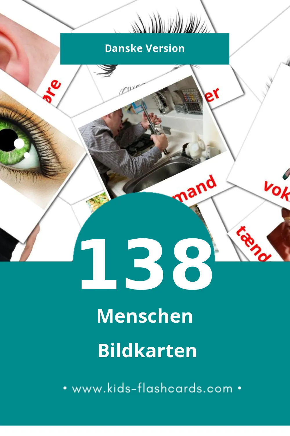 Visual Mennesker Flashcards für Kleinkinder (138 Karten in Dansk)