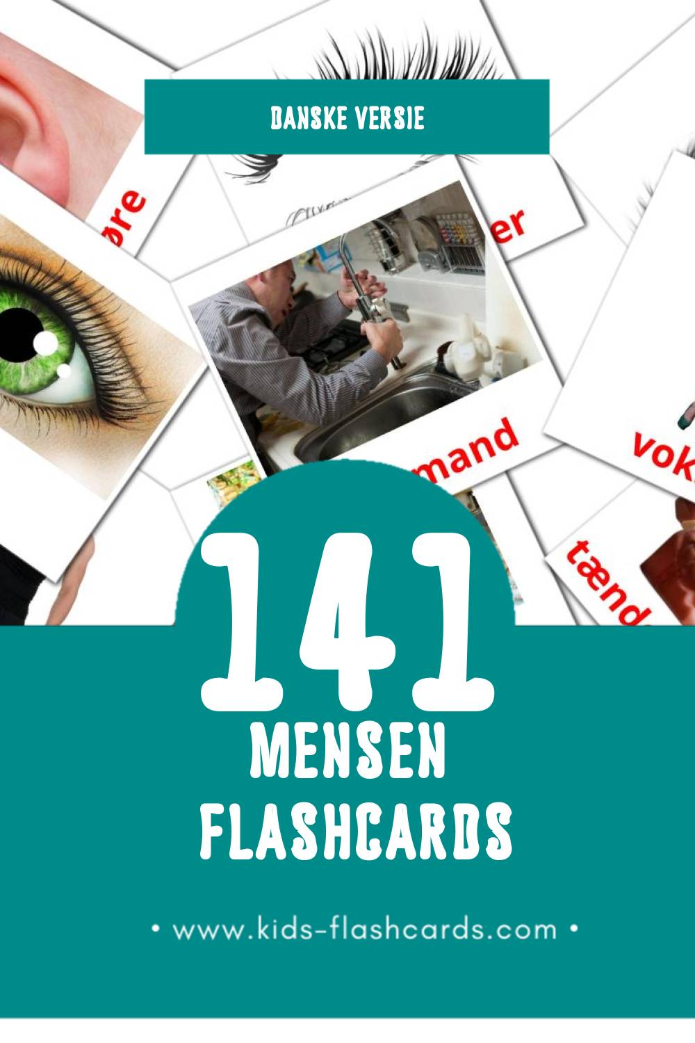 Visuele Mennesker Flashcards voor Kleuters (141 kaarten in het Dansk)