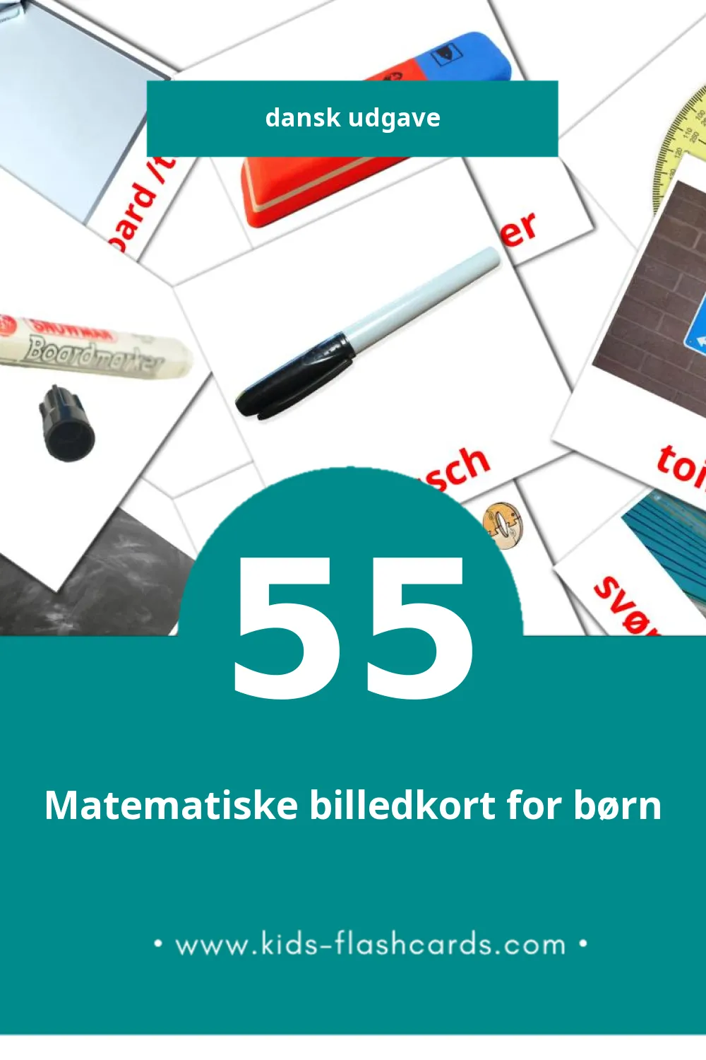Visuelle billedkort for børn om Skole til småbørn (55 kort på Dansk)