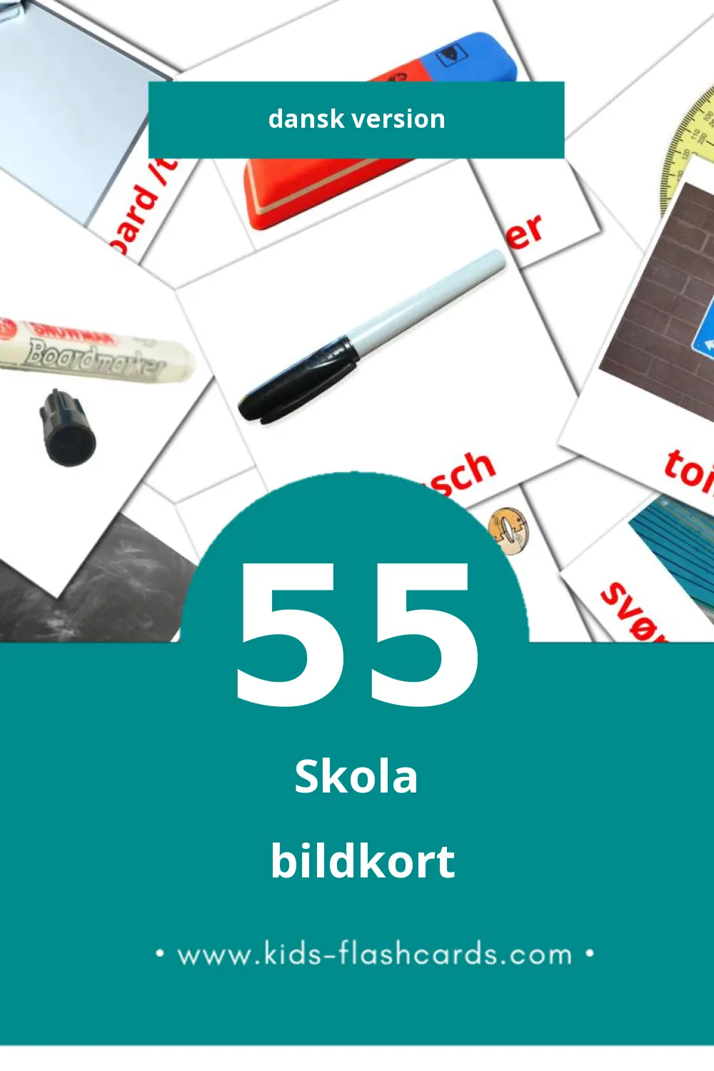 Visuella Skole för småbarn (55 bildkort för barn på Dansk)