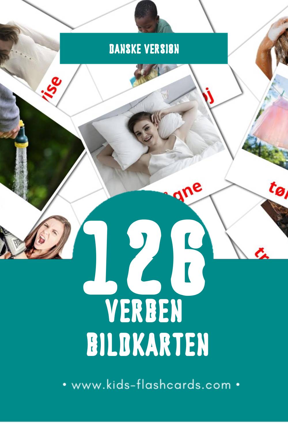 Visual Verber Flashcards für Kleinkinder (126 Karten in Dansk)