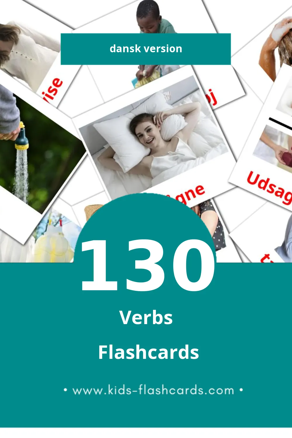 Visual Verber Flashcards for Toddlers (130 cards in Dansk)