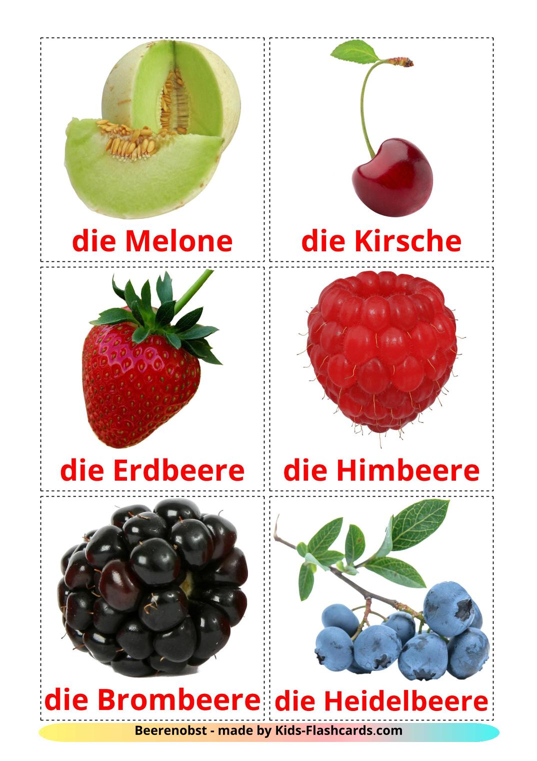 Baies - 11 Flashcards allemand imprimables gratuitement