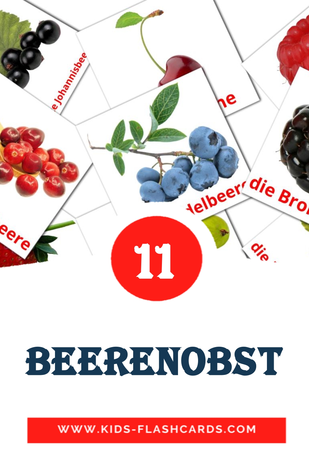 11 tarjetas didacticas de Beerenobst para el jardín de infancia en alemán