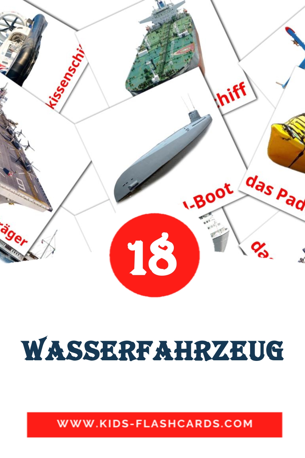18 Wasserfahrzeug Picture Cards for Kindergarden in german