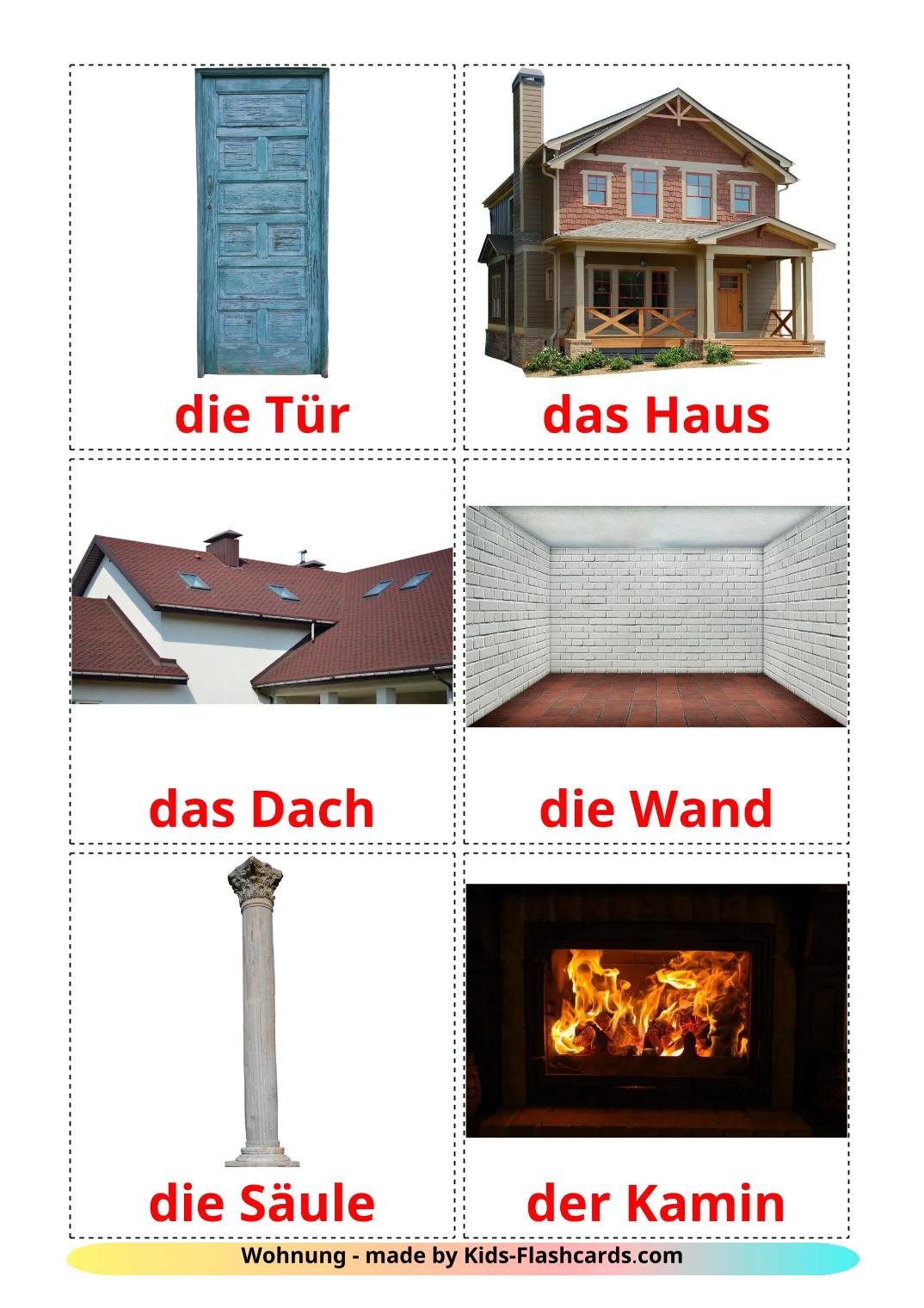 House - 25 Free Printable german Flashcards 