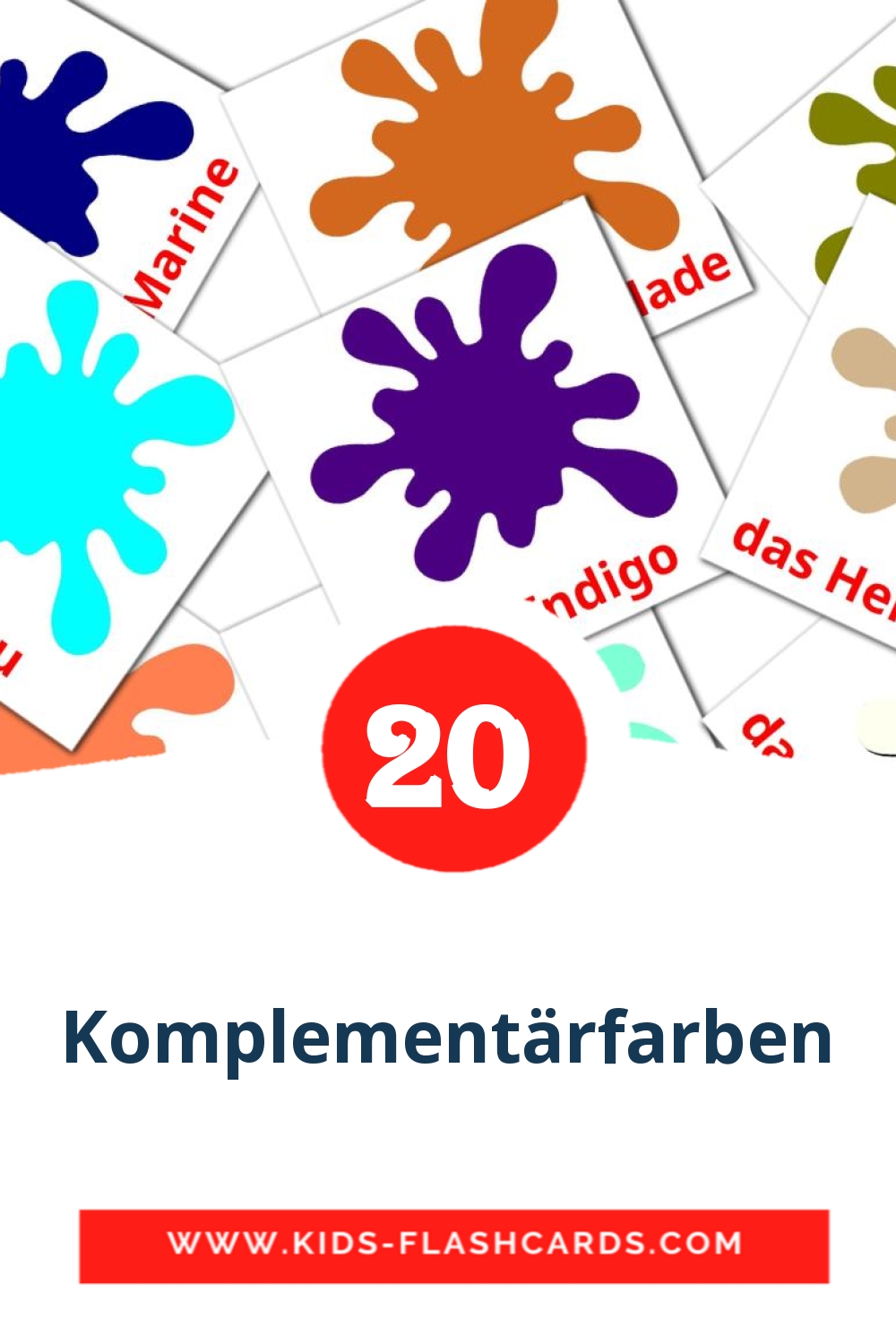 20 tarjetas didacticas de Komplementärfarben para el jardín de infancia en alemán