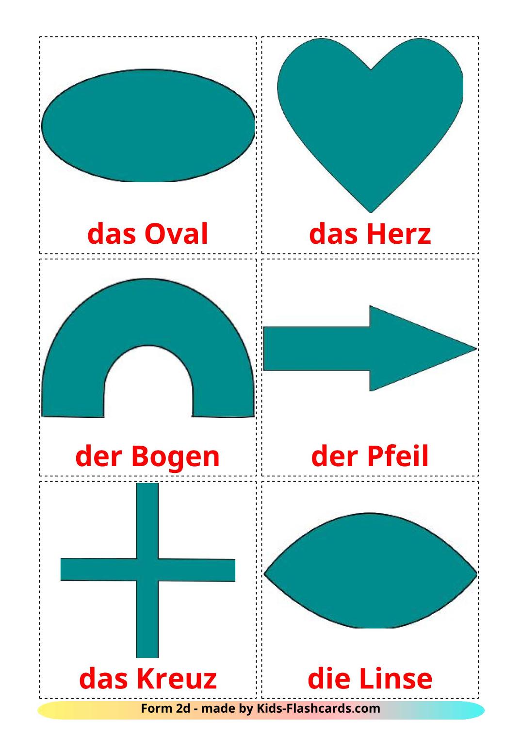 2D Shapes - 35 Free Printable german Flashcards 