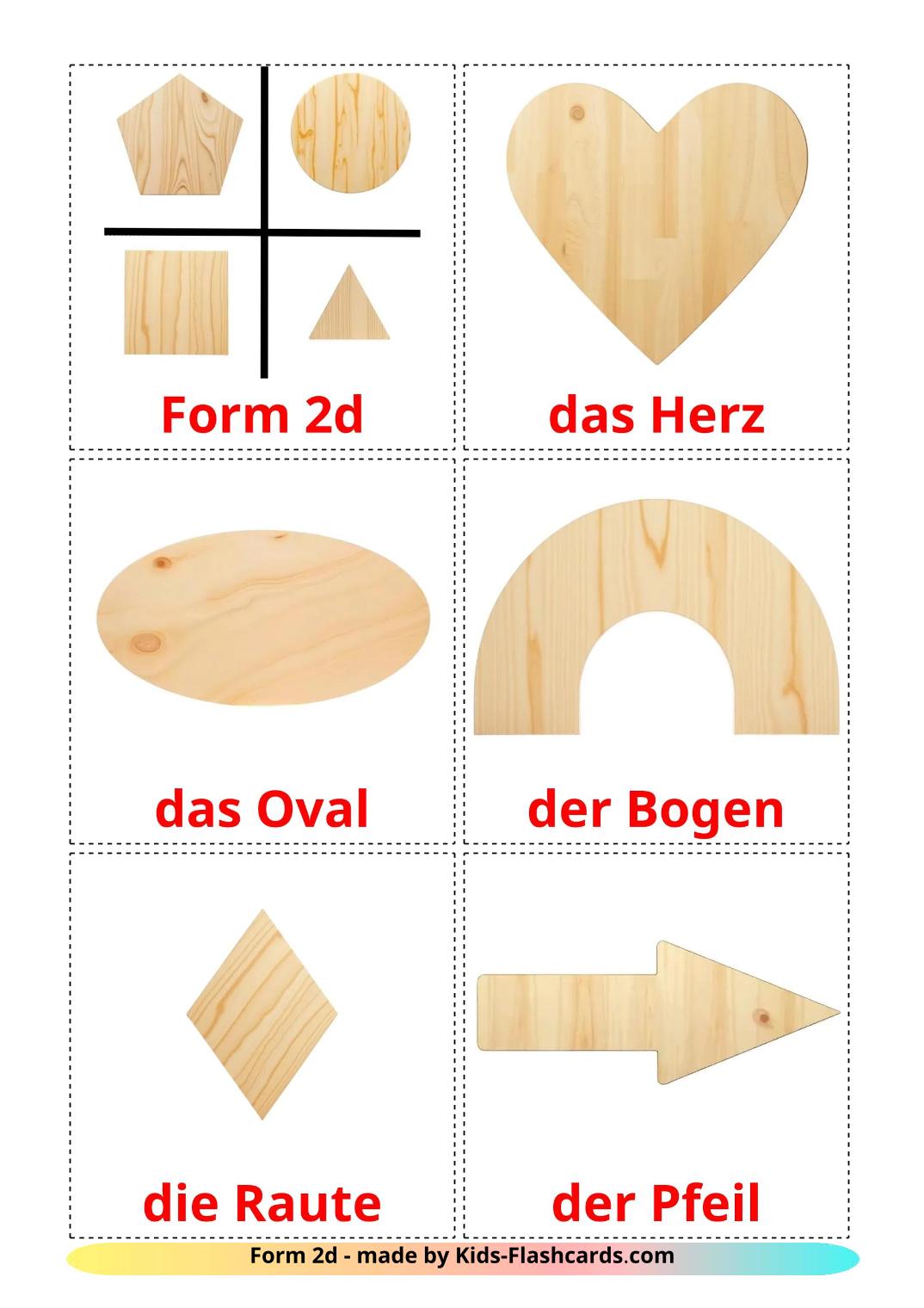 2D Shapes - 36 Free Printable german Flashcards 