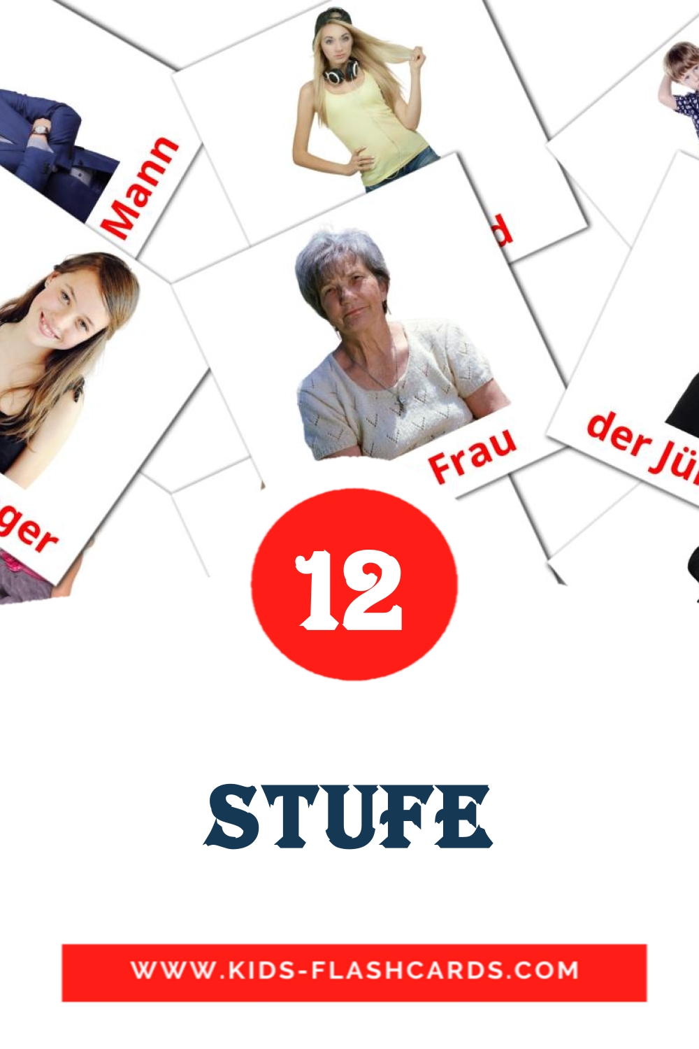 12 cartes illustrées de Stufe pour la maternelle en allemand