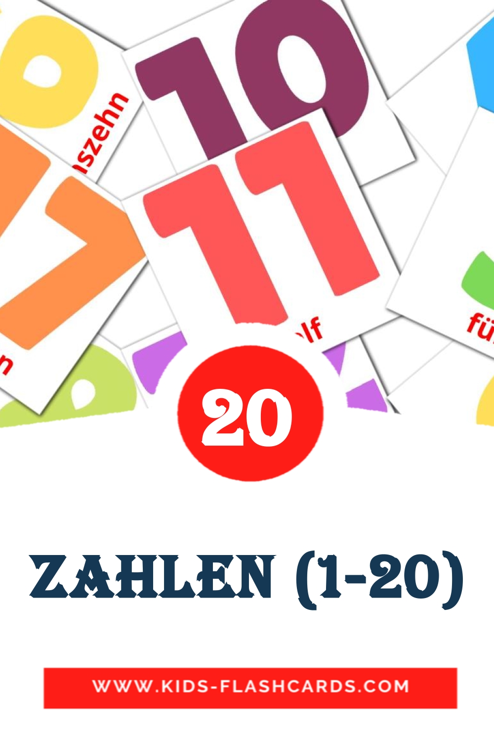 20 Zahlen (1-20) Bildkarten für den Kindergarten auf Deutsch