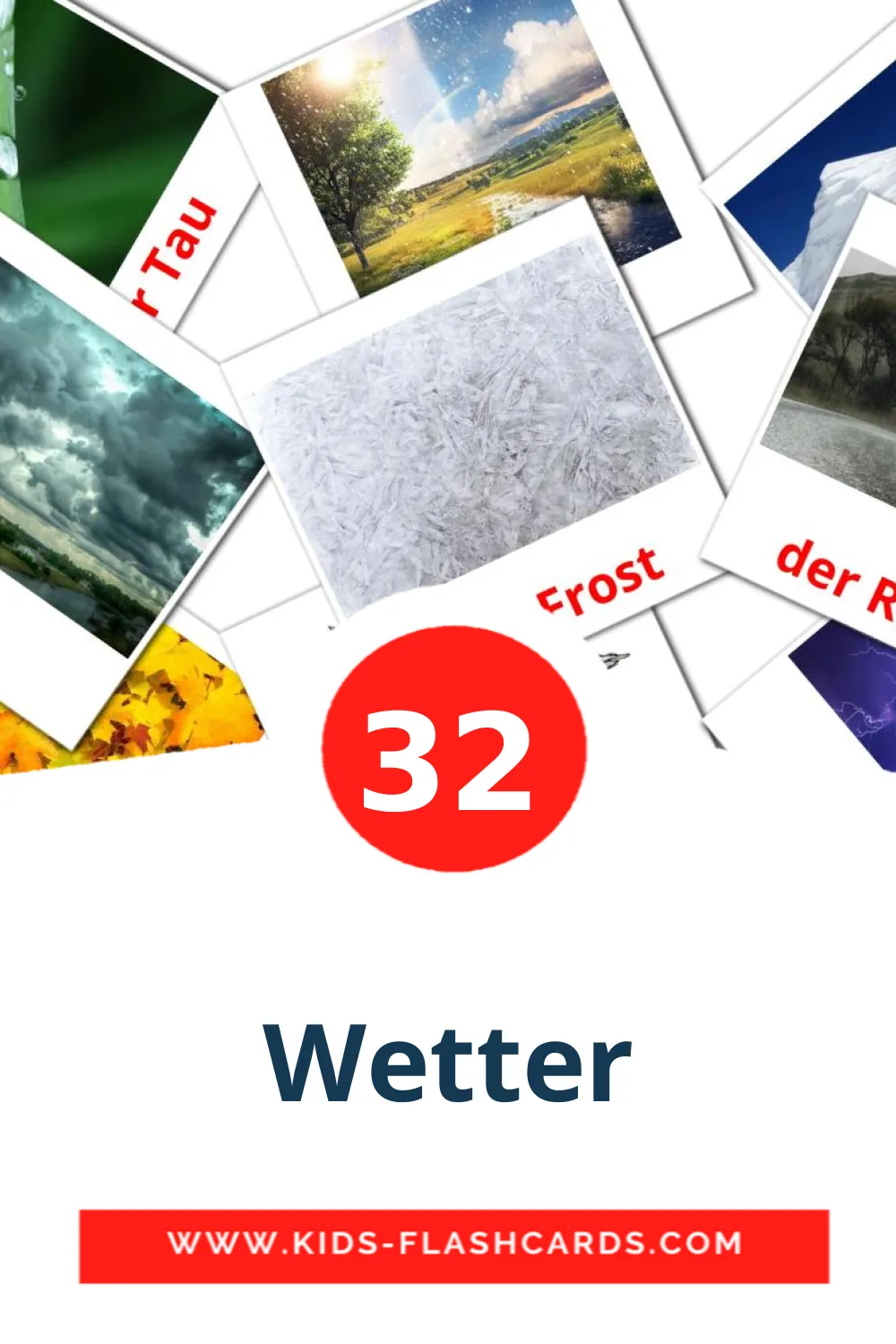 32 cartes illustrées de Wetter pour la maternelle en allemand