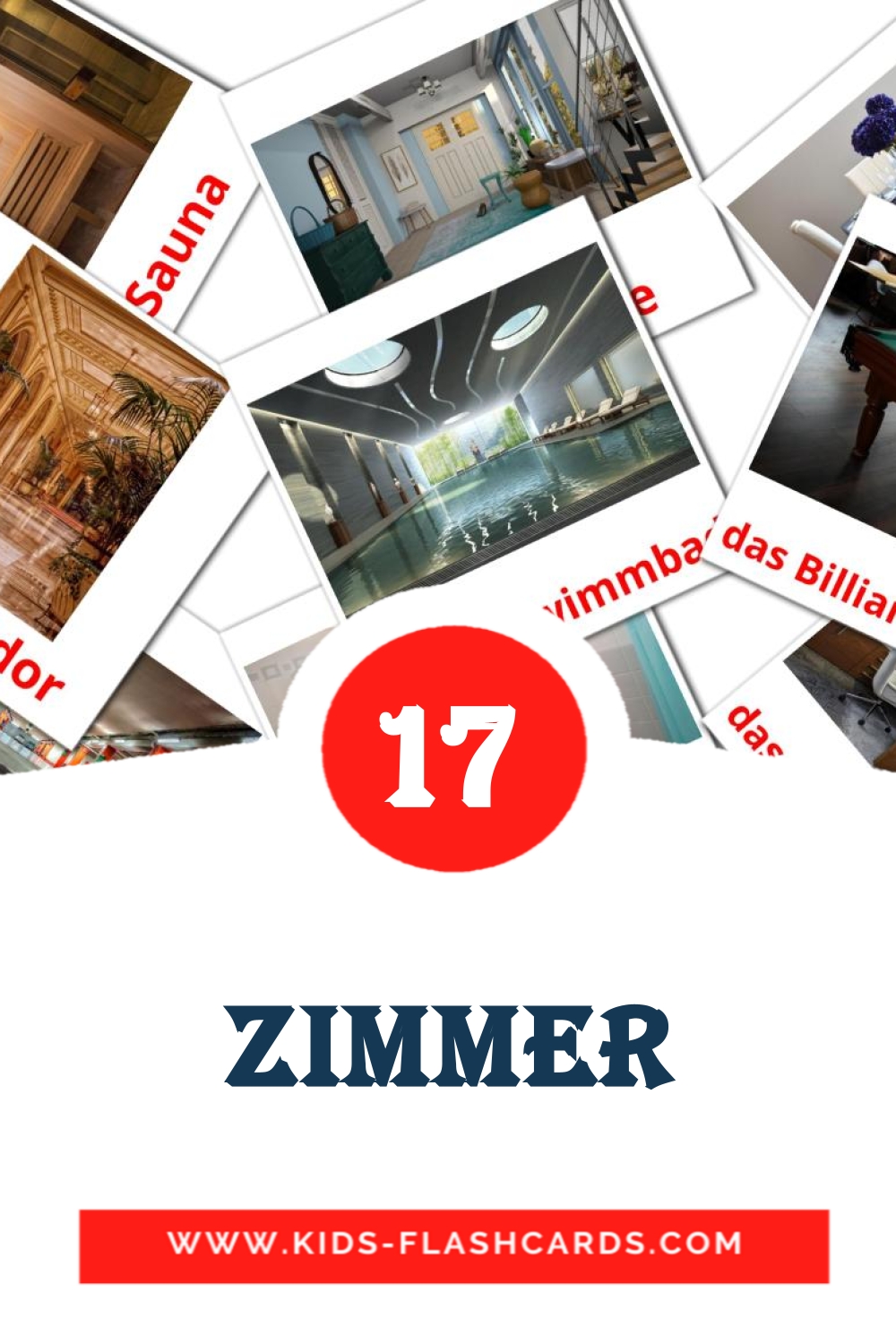 17 carte illustrate di Zimmer per la scuola materna in Deutsch