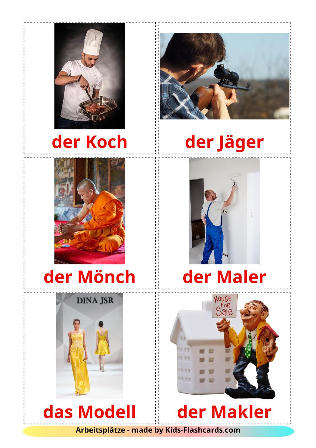 Empregos e ocupações - 51 Flashcards alemãoes gratuitos para impressão